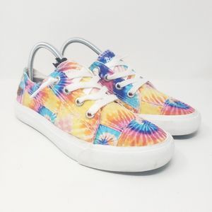 Blowfish Women's Malibu Fruit Rainbow Tie Dye Canvas Slip-on Sneakers Size 8
